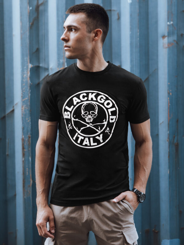 T-shirt męski z nadrukiem czarny Dstreet