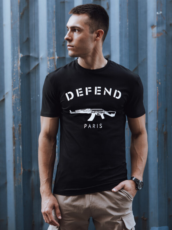 T-shirt męski z nadrukiem czarny Dstreet
