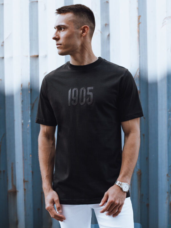 T-shirt męski z nadrukiem czarny Dstreet