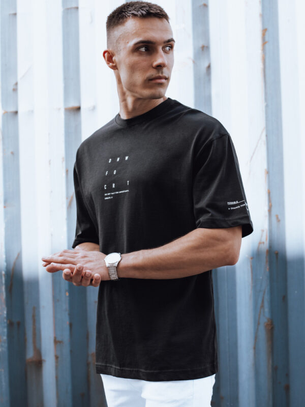 T-shirt męski z nadrukiem czarny Dstreet