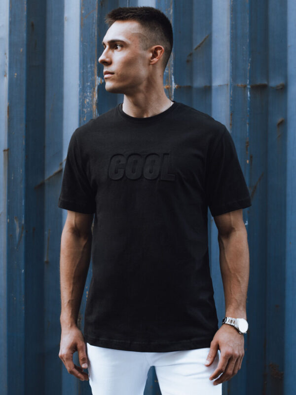 T-shirt męski z nadrukiem czarny Dstreet