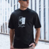 T-shirt męski z nadrukiem czarny Dstreet