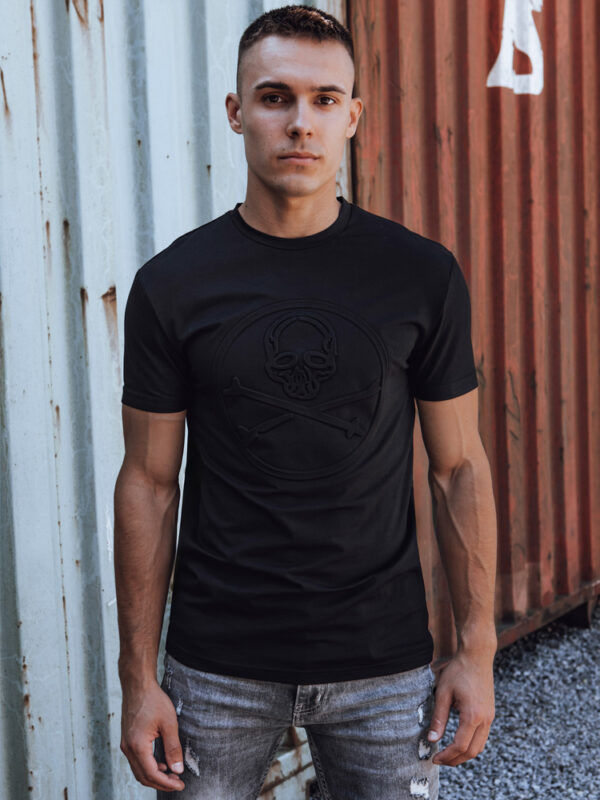 T-shirt męski z nadrukiem czarny Dstreet