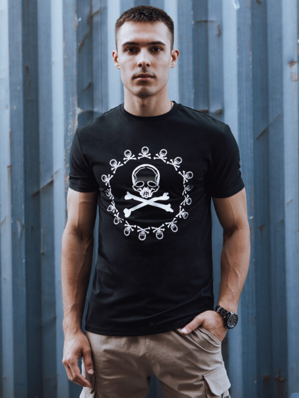 T-shirt męski z nadrukiem czarny Dstreet