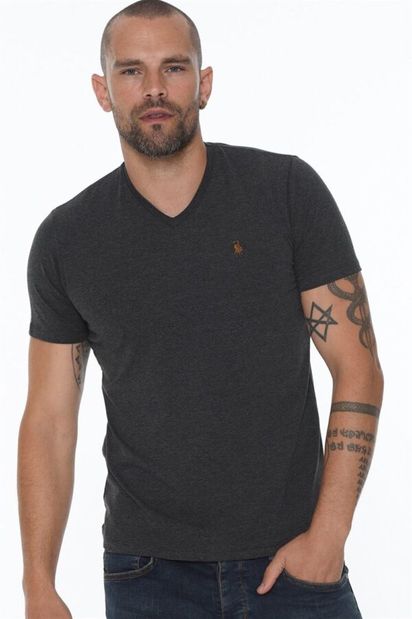T8568 DEWBERRY V-NECK MEN'S T-SHIRT-ANTHRACITE