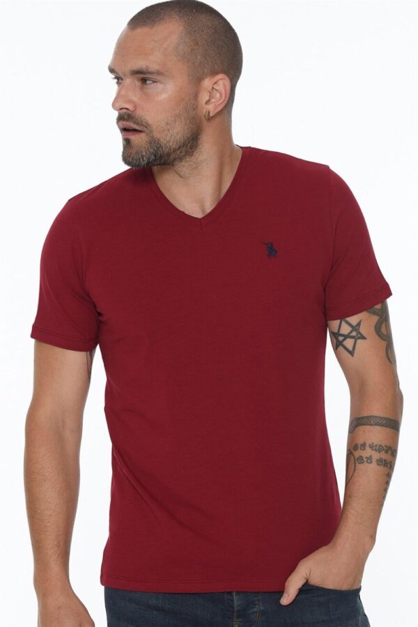 T8568 DEWBERRY V-NECK MEN'S T-SHIRT-BURGUNDY