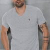 T8568 DEWBERRY V-NECK MEN'S T-SHIRT-DARK GREY