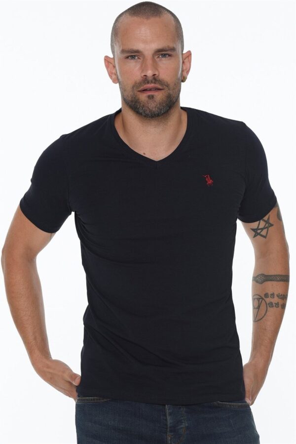 T8568 DEWBERRY V-NECK MEN'S T-SHIRT-NAVY BLUE