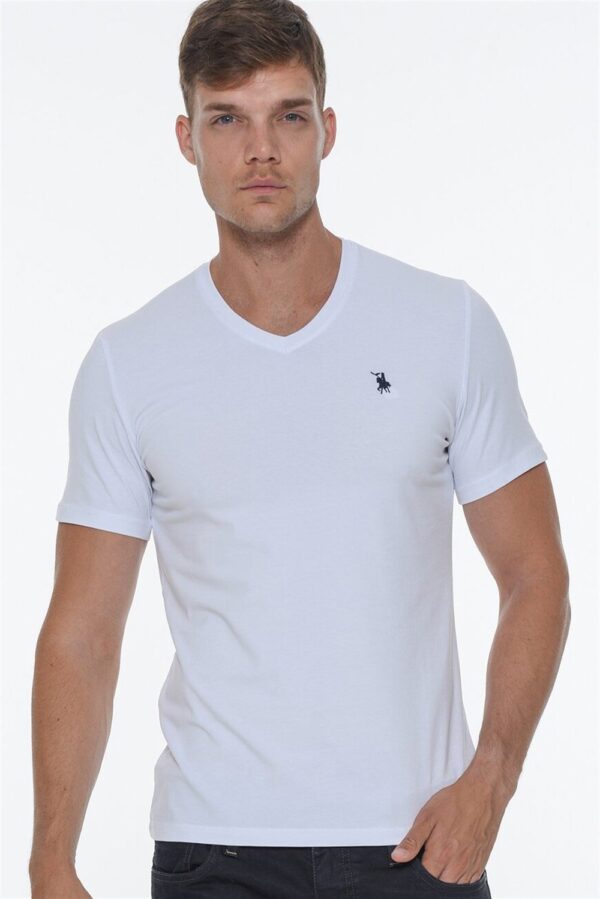 T8568 DEWBERRY V-NECK MEN'S T-SHIRT-WHITE