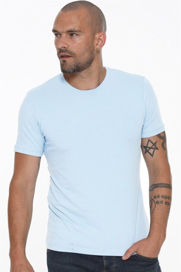 T8569 DEWBERRY BICYCLE COLLAR MEN'S T-SHIRT-BLUE