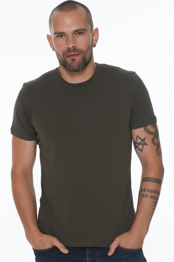 T8569 DEWBERRY BICYCLE COLLAR MEN'S T-SHIRT-KHAKI