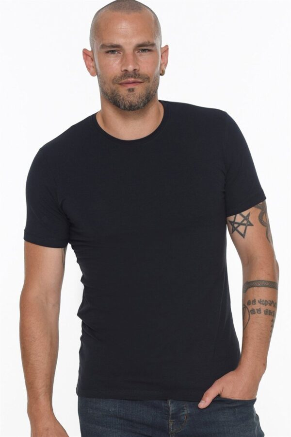 T8569 DEWBERRY BICYCLE COLLAR MEN'S T-SHIRT-NAVY BLUE