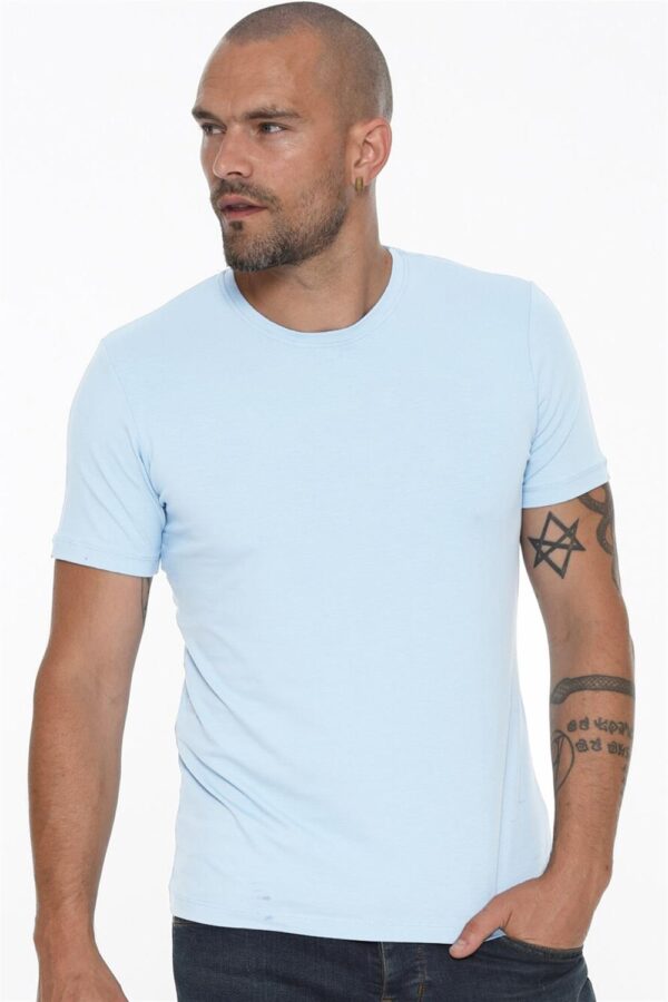 T8569 DEWBERRY BIKE COLLAR MEN'S T-SHIRT-DARK BLUE