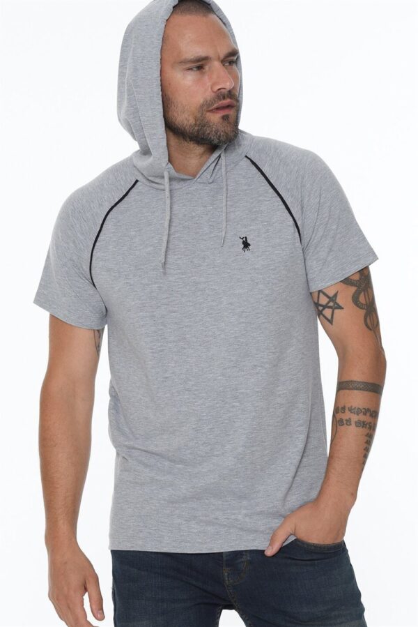 T8570 DEWBERRY HOODED MEN'S T-SHIRT-GREY