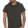 T8570 DEWBERRY HOODED MEN'S T-SHIRT-KHAKI