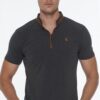 T8571 DEWBERRY ZIPPER MEN'S T-SHIRT-ANTHRACITE