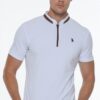 T8571 DEWBERRY ZIPPER MEN'S T-SHIRT-WHITE
