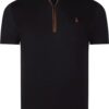 T8571 DEWBERRY ZIPPERED MEN'S T-SHIRT-PLAIN BLACK