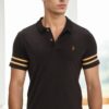 T8585 DEWBERRY MEN'S T-SHIRT-BLACK-CAMEL-2