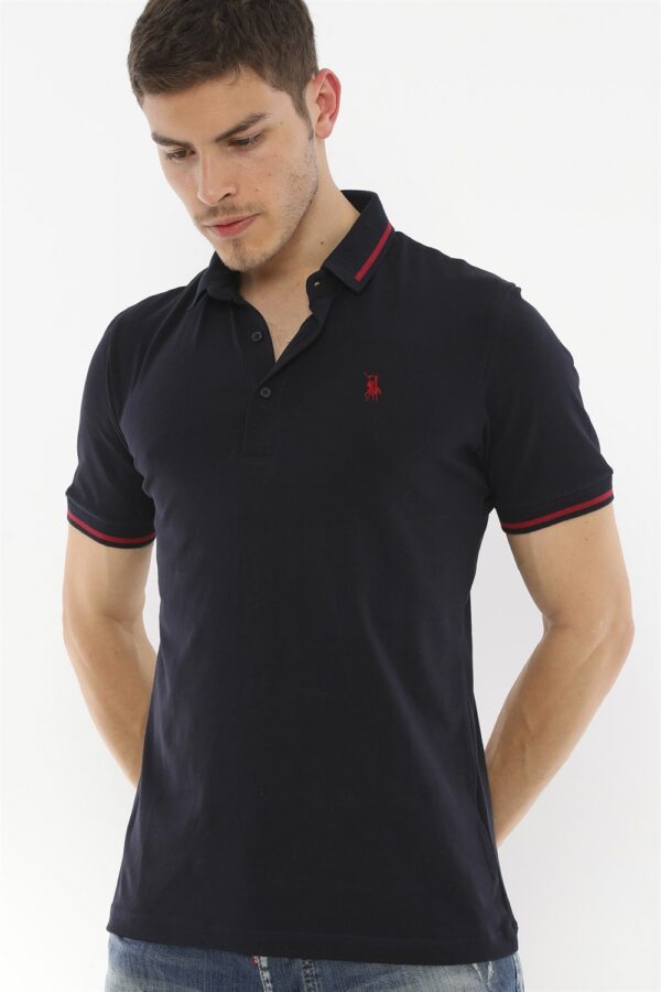 T8586 DEWBERRY MEN'S POLO NECK T-SHIRT-BLACK