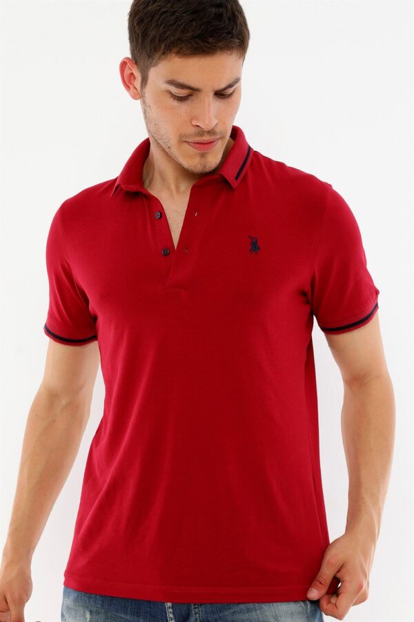 T8586 DEWBERRY MEN'S POLO NECK T-SHIRT-BURGUNDY