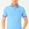 T8586 DEWBERRY MEN'S POLO NECK T-SHIRT-LIGHT BLUE-2