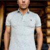 T8586 DEWBERRY MEN'S POLO NECK T-SHIRT-PLAIN GREY