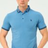 T8586 DEWBERRY MEN'S POLO NECK T-SHIRT-PLAIN INDIGO