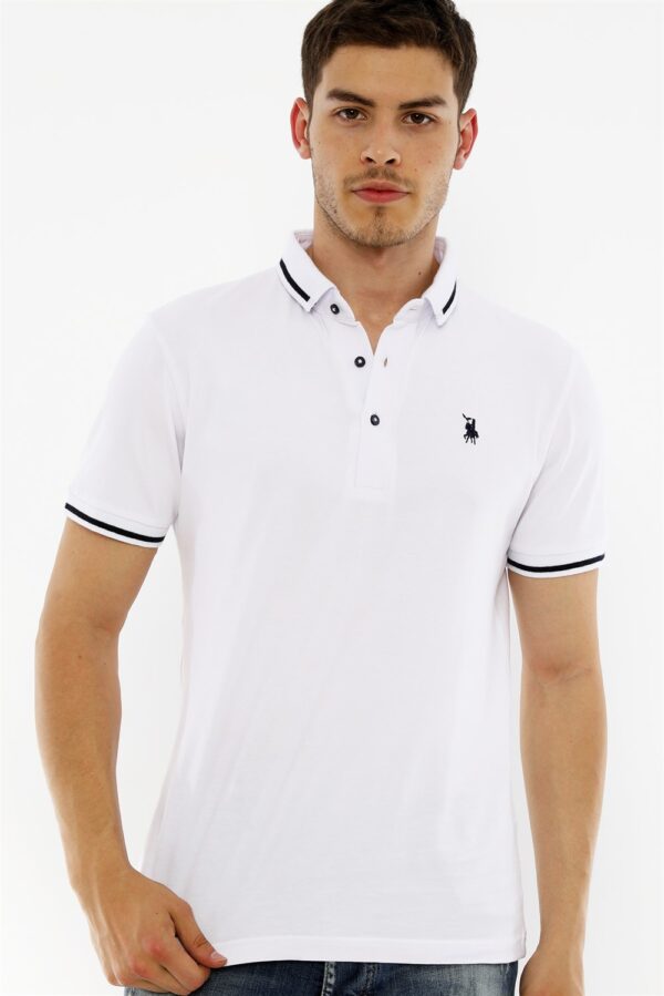 T8586 DEWBERRY MEN'S POLO NECK T-SHIRT-WHITE