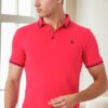T9586 DEWBERRY MEN'S POLO NECK T-SHIRT-FUCHSIA