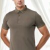 T9586 DEWBERRY MEN'S POLO NECK T-SHIRT-KHAKI