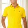 T9586 DEWBERRY MEN'S POLO NECK T-SHIRT-YELLOW