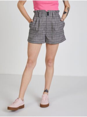TALLY WEiJL Grey Checkered High Waist Shorts - Ladies