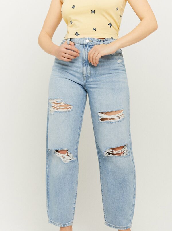 TALLY WEiJL Light blue cropped straight fit jeans with a ripped effect TALLY - Women's
