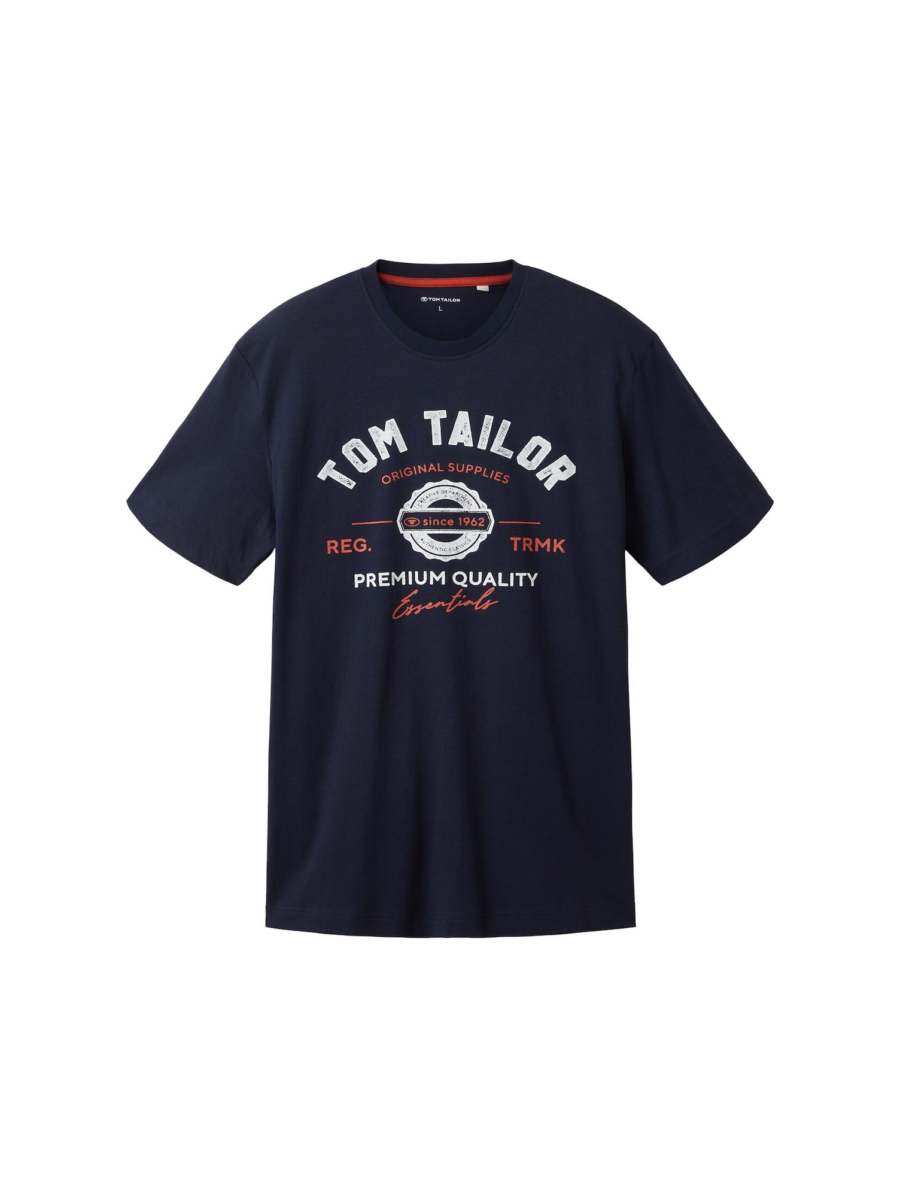 TOM TAILOR Póló  éjkék / mandarin / fehér-Ár