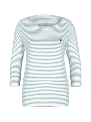 TOM TAILOR Póló  éjkék / menta / fehér-hu