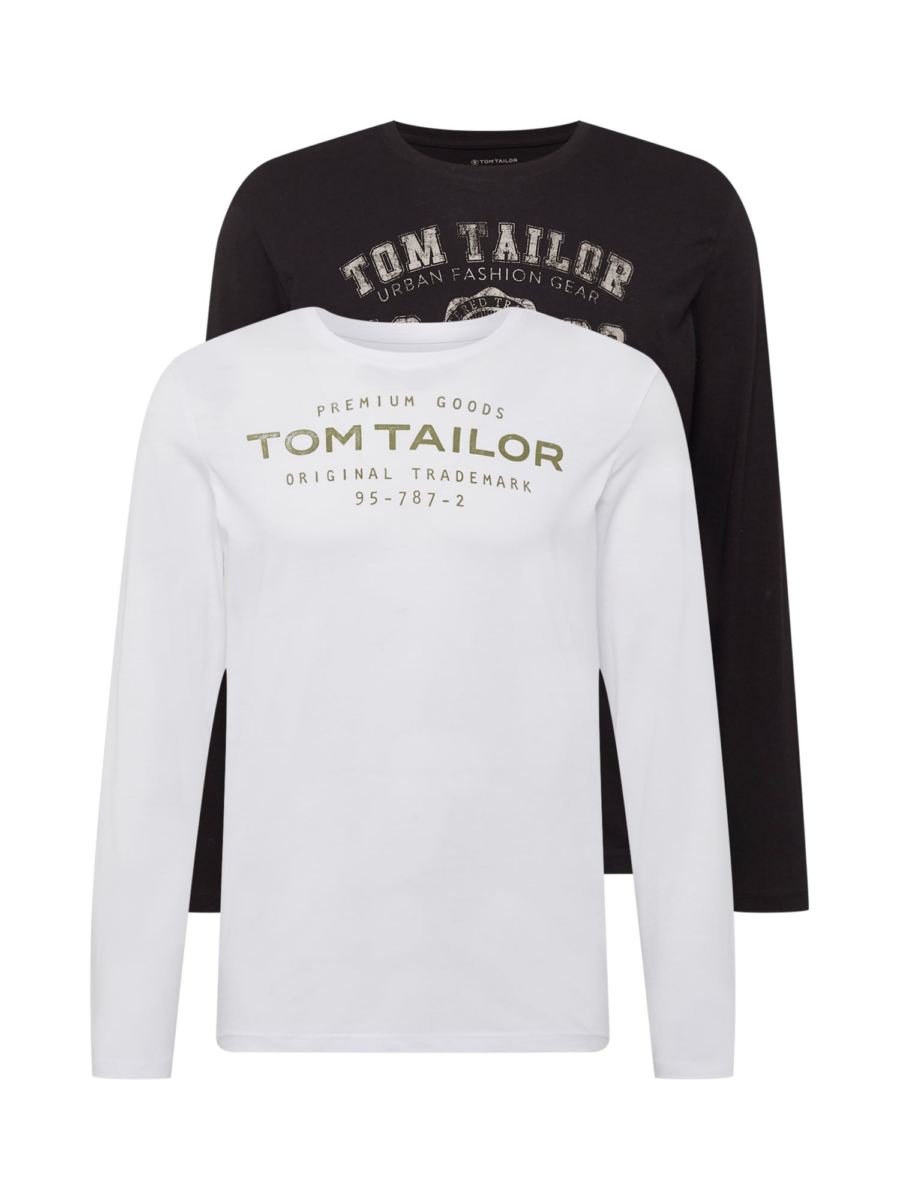 TOM TAILOR Póló  olíva / fekete / fehér-Hungary