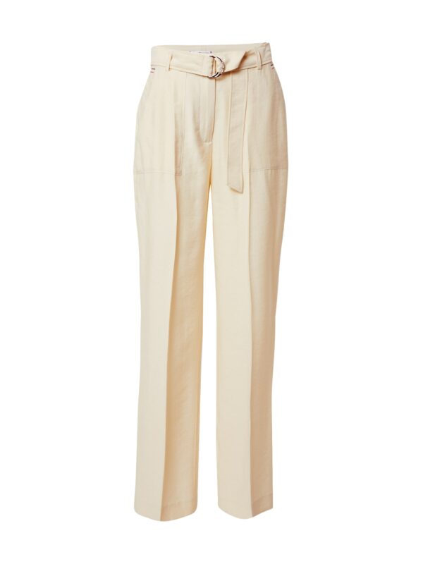 TOMMY HILFIGER Ráncos nadrág 'TOMMY HILFIGER X ABOUT YOU WL BELTED PANT'  bézs-hu