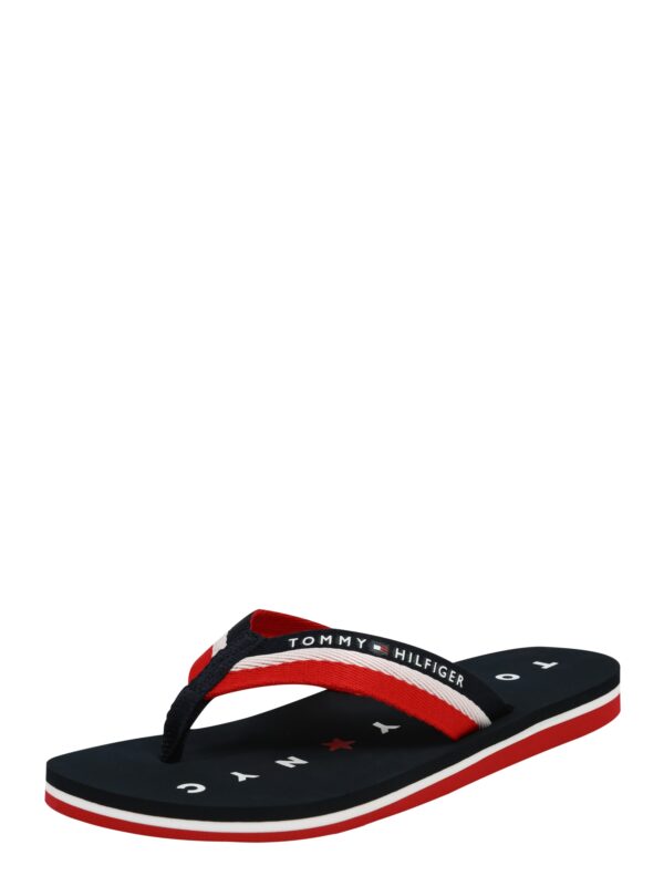 TOMMY HILFIGER Ujjelválasztó-pántos szandál 'Loves Ny Beach'  tengerészkék / piros / fehér