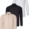 TRIPLE SET G726 DEWBERRY SHIRT-BLACK-WHITE-BEIGE