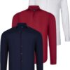 TRIPLE SET G726 DEWBERRY SHIRT-WHITE-NAVY BLUE-BURGUNDY