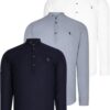 TRIPLE SET G783 DEWBERRY JUDGE COLLAR SHIRT-NAVY BLUE-WHITE-GREY