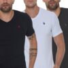 TRIPLE SET T8568 DEWBERRY V-NECK MEN'S T-SHIRT-ANTHRACITE-WHITE-NAVY BLUE