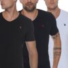 TRIPLE SET T8568 DEWBERRY V-NECK MEN'S T-SHIRT-BLACK-WHITE-NAVY BLUE