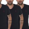 TRIPLE SET T8568 DEWBERRY V-NECK MEN'S T-SHIRT-NAVY-NAVY-NAVY-NAVY