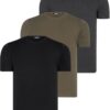 TRIPLE SET T8569 DEWBERRY BIKE COLLAR MENS T-SHIRT-BLACK-ANTHRACITE-KHAKI