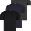 TRIPLE SET T8569 DEWBERRY BIKE COLLAR MEN'S T-SHIRT-BLACK-NAVY BLUE-ANTHRACITE