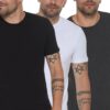 TRIPLE SET T8569 DEWBERRY BIKE COLLAR MEN'S T-SHIRT-BLACK-WHITE-ANTHRACITE