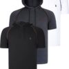 TRIPLE SET T8570 DEWBERRY HOODED MEN'S T-SHIRT-ANTHRACITE-WHITE-BLACK