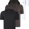 TRIPLE SET T8570 DEWBERRY HOODED MEN'S T-SHIRT-BLACK-WHITE-KHAKI